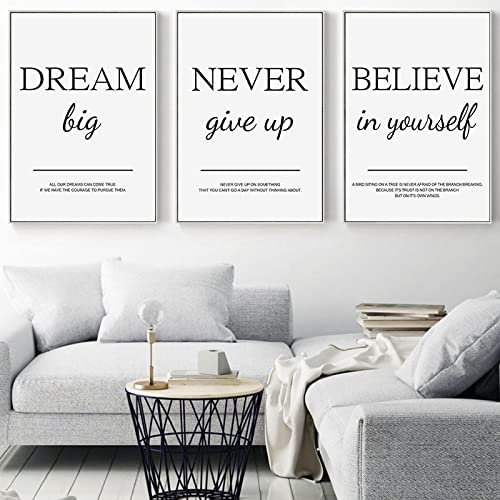 Modernes Wohnzimmer, einfaches dekoratives Bild, inspirierende Wandkunst, Posterdruck, positives Zitat, Gemälde auf Leinwand, Heimdekoration, 50 x 70 cm (19,6 x 27,5 Zoll) x 3, kein Rahmen von Dittelle
