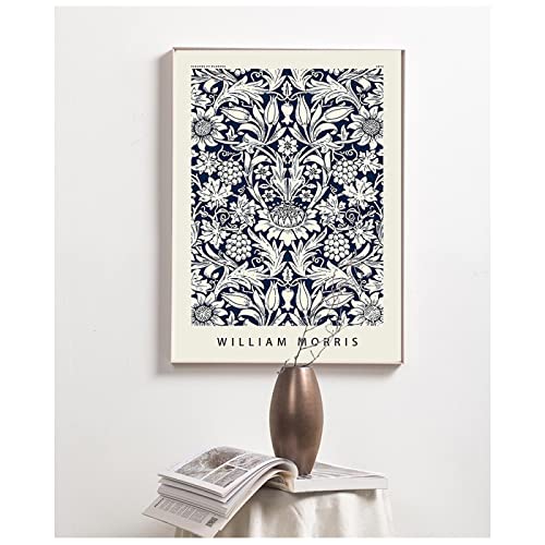 Morris Ausstellungsposter, Blumenmuster, Blumenposter, Kunstdruck, Henri Mattion prin William Morris Poster, Leinwanddrucke 50x70cm Rahmenlos von Dittelle