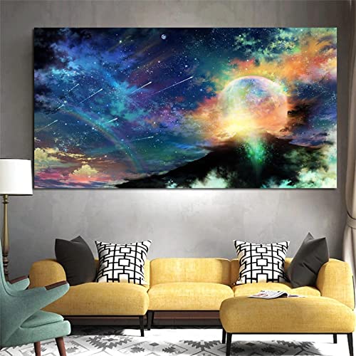 Nebel, Sternenhimmel, Sonnensystem, dekorative Bilder, Weltraum, Leinwand, Gemälde, Erde, Planet, Wandposter und Drucke, Dekoration, 60 x 120 cm, ohne Rahmen von Dittelle