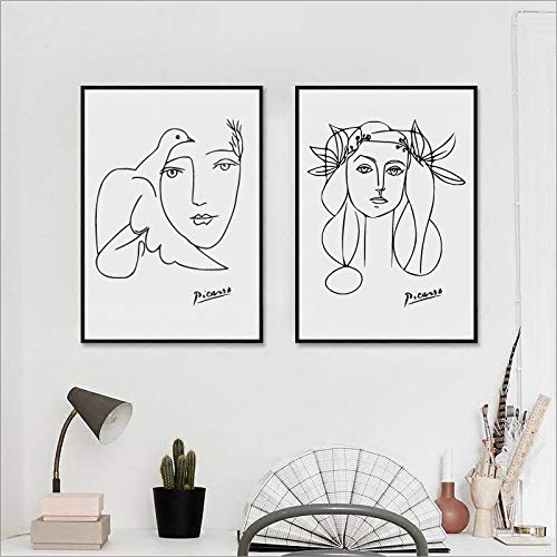 Picasso Poster Modern Minimalist Female Art Picasso Girl Face Sketch Canvas Painting, Pablo Picasso Art Woman Sketch Prints15.7”x 23.6”(40x60cm)x2 No frame von Dittelle