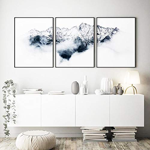 Set von drei Bergen Wandkunstdrucke, Alpen Berge Landschaftsfotografie Leinwand Malerei Elegante Kunst Chalet Wand Galerie40x50cm x3 Kein Rahmen von Dittelle
