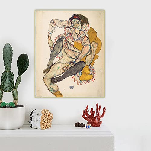 Sitzendes Paar, 1915 von Egon Schiele, Leinwand, Ölgemälde, Ästhetik, Bild, Kunstwerk, Hintergrund, Heimdekoration, Leinwanddruck, 80 x 120 cm, rahmenlos Sitzendes Paar, 1915 von Egon Schiele, Leinwand, Ölgemälde, Ästhetik, Bild, Kunstwerk, Hintergrund, Heimdekoration, Leinwanddruck, 80 x 120 cm, rahmenlos von Dittelle