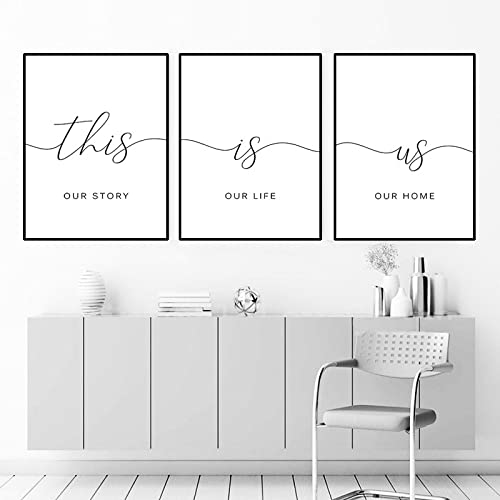 This Is Us Letter Art Picture Our Story Life Wandbild auf Leinwand, Motto, Zitat, Druck und Poster für Wohnzimmer, Heimdekoration, 50 x 70 cm, 3 Stück, rahmenlos von Dittelle