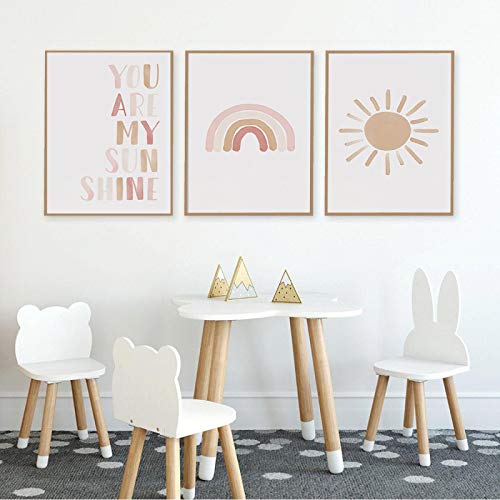 You are my Sunshine Rainbow Kinderzimmer Drucke Leinwand Malerei Wandkunst Bilder Poster Drucke Kinder Baby Zimmer Dekoration 30x40cm-3Pcs Frameless von Dittelle