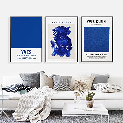 Yves Klein Frence Kunstdruck Vintage Leinwand Poster Nordic Blue Abstrakte Wandmalerei Einfaches Farbbild Home Decor15.7”x 23.6”(40x60cm)x3 No frame von Dittelle