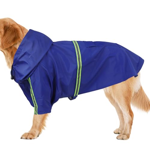 Hunde-Regenjacke, leicht zu tragen, wasserdichte und reflektierende Streifen, Kapuzenponcho, atmungsaktiv, verstellbar, Haustiermantel für draußen, nasses Wetter Hunde-Regenjacke, leicht zu tragen, wasserdichte und reflektierende Streifen, Kapuzenponcho, atmungsaktiv, verstellbar, Haustiermantel für draußen, nasses Wetter von Diuyzoc