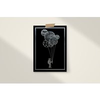 Astronaut | Mond Space Weltraum Ballon Planeten Wandbild Kunstdruck Poster Astronaut | Mond Space Weltraum Ballon Planeten Wandbild Kunstdruck Poster von DivDesign38