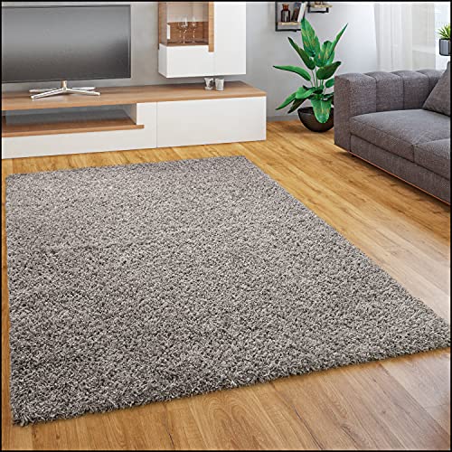 Paco Home Teppich Wohnzimmer Schlafzimmer Hochflor Shaggy Flokati Optik Einfarbiges Design Weich Flauschig Moderne Deko, Grösse:70x140 cm, Farbe:Grau von Paco Home