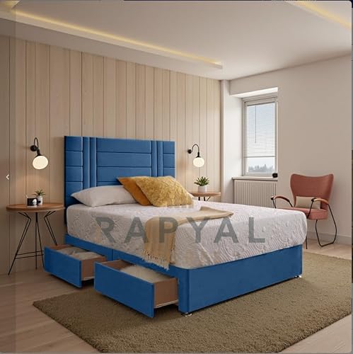 Divan Bed Superstore Comfisleep Diwan-Bett-Set + 25,4 cm Memory-Federkernmatratze + 61 cm Kopfteil (Blau, 1,5 m, mit 2 seitlichen Schubladen) von Divan Bed Superstore