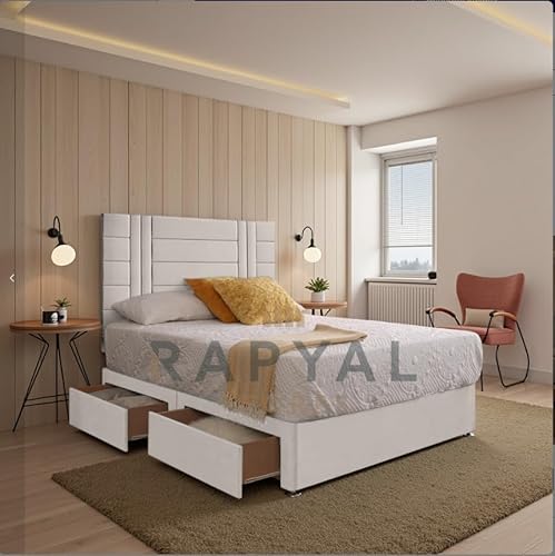 Divan Bed Superstore Comfisleep Diwan-Bett-Set + 25,4 cm Memory-Federkernmatratze + 61 cm Kopfteil (Elfenbein, 122 cm, mit 2 seitlichen Schubladen) von Divan Bed Superstore