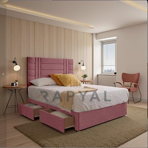 Divan Bed Superstore Comfisleep Diwan-Bett-Set + 25,4 cm Memory-Federkernmatratze + 61 cm Kopfteil (Rosa, 1,37 m, mit 2 seitlichen Schubladen) von Divan Bed Superstore