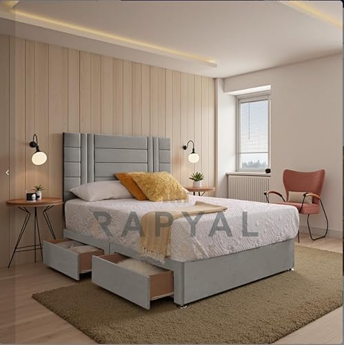 Divan Bed Superstore Comfisleep Diwan-Bett-Set + 25,4 cm Memory-Federkernmatratze + 61 cm Kopfteil (Silber, 70 cm, mit 2 seitlichen Schubladen) von Divan Bed Superstore