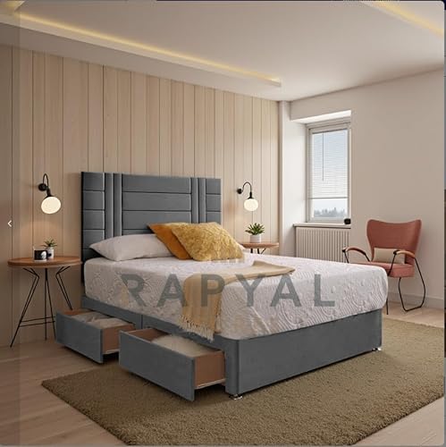Divan Bed Superstore Comfisleep Diwan-Bett-Set + 25,4 cm Memory-Federkernmatratze + 61 cm Kopfteil (grau, 1,37 m, mit 2 seitlichen Schubladen) von Divan Bed Superstore