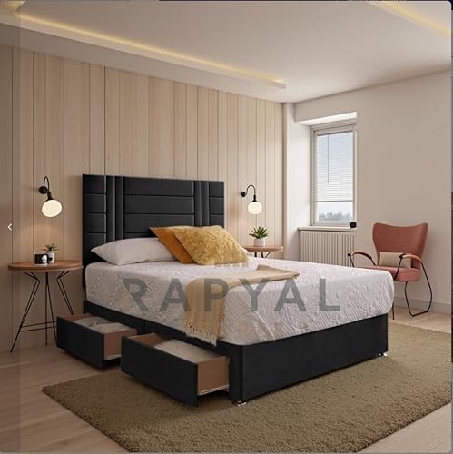 Divan Bed Superstore Comfisleep Diwan-Bett-Set + 25,4 cm Memory-Federkernmatratze + 61 cm Kopfteil (schwarz, 90 cm, mit 2 seitlichen Schubladen) von Divan Bed Superstore
