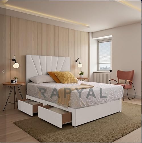 NightEase Diwan-Bett-Set + 25,4 cm Memory-Federkernmatratze + 61 cm passendes Kopfteil (Elfenbein, 152 cm, mit 2 seitlichen Schubladen) von Divan Bed Superstore