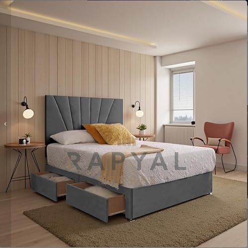NightEase Diwan-Bett-Set + 25,4 cm Memory-Federkernmatratze + 61 cm passendes Kopfteil (grau, 1,8 m, mit 4 Schubladen) von Divan Bed Superstore