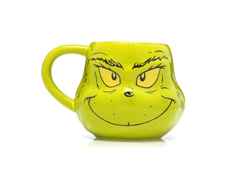 Tasse 3D-Gesicht The Grinch, Dr. Seuss-Tee- und Kaffeebecher, lustige Tasse, aus Porzellan von Divas World