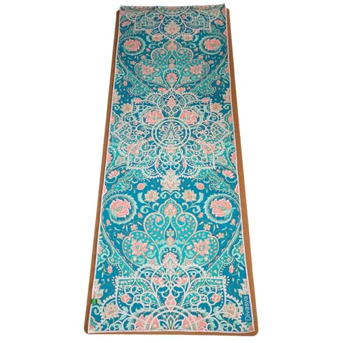 Divasya Yoga-Handtuch-Set (recycelte Mikrofaser): 1 rutschfestes Yoga-Handtuch (Antirutsch-Noppen), 183x61cm, als Yogamatten-Auflage, für Reise/Studio, Plus 1Gesichtshandtuch (Vintage Rosery) von Divasya