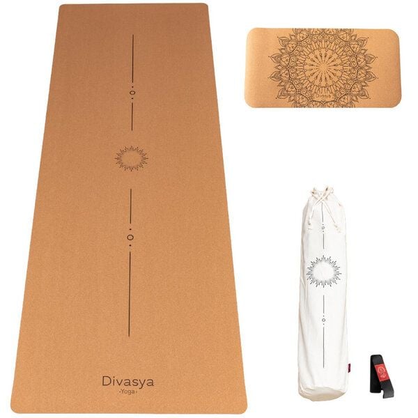 Divasya Yoga-Support-Set: Kork-Yogamatte & Yoga-Pad von Divasya