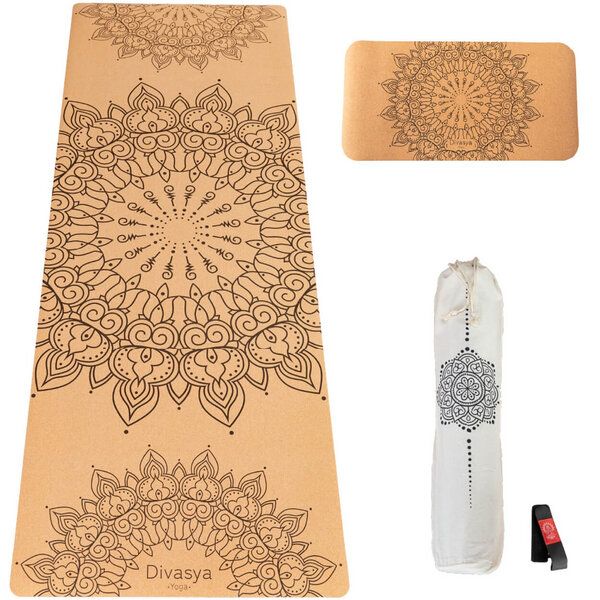 Divasya Yoga-Support-Set: Kork-Yogamatte & Yoga-Pad von Divasya
