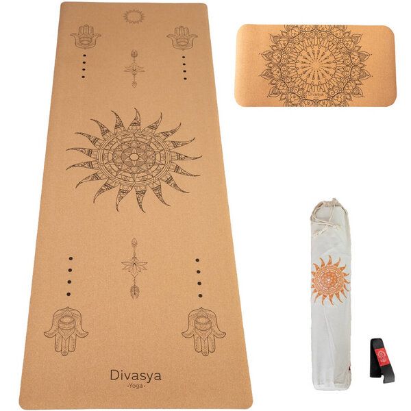 Divasya Yoga-Support-Set: Kork-Yogamatte & Yoga-Pad von Divasya