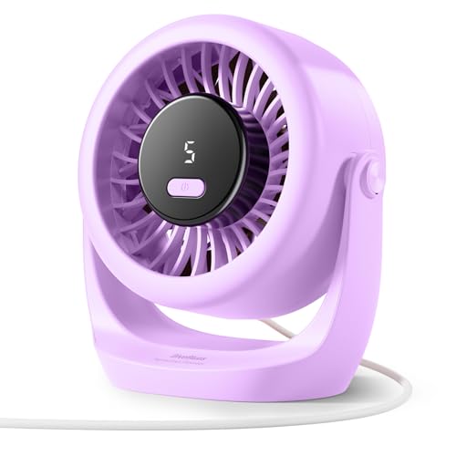 Diveblues USB Turbo Tischventilator, Ultra-Leiser Mini Ventilator, Leistungsstarker Wind, LED-Display, 5 Geschwindigkeiten, 360° drehbar, Tragbarer Ventilator für Zuhause, Büro & Outdoor – TurboBreeze von Diveblues