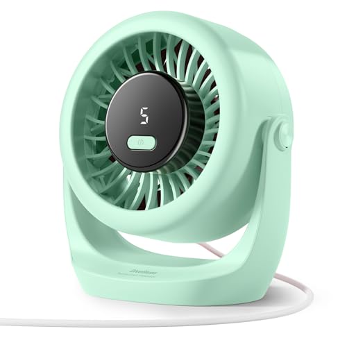 Diveblues USB Turbo Tischventilator, Ultra-Leiser Mini Ventilator, Leistungsstarker Wind, LED-Display, 5 Geschwindigkeiten, 360° drehbar, Tragbarer Ventilator für Zuhause, Büro & Outdoor – TurboBreeze von Diveblues