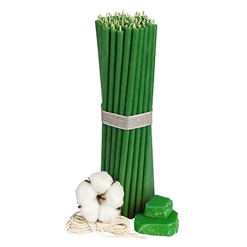 Diveevo Bienenwachs Kerzen Grün - Orthodoxe Kerzen für Gebet Rituale Tischdeko - Ungiftig, Ruß - Tropffrei, Lang, Nachhaltige Produkte, 50 Stück, Höhe 20.5 cm, Brenndauer 80 Min Nr.60 Diveevo Bienenwachs Kerzen Grün - Orthodoxe Kerzen für Gebet Rituale Tischdeko - Ungiftig, Ruß - Tropffrei, Lang, Nachhaltige Produkte, 50 Stück, Höhe 20.5 cm, Brenndauer 80 Min Nr.60 von Diveevo