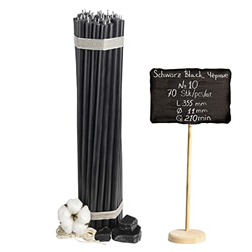 Diveevo Kirchliche Bienenwachskerzen №10-50 Stk. I hochwertige & geweihte Ritualkerzen L-35,5 cm Ø-11,0 mm I 210 Min Brenndauer in schwarz I 2 kg dünne Kerzen tropf- und rauchfrei von Diveevo