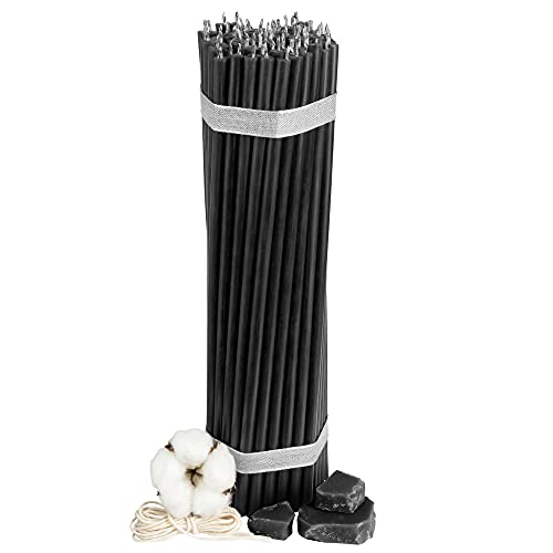 Diveevo Kirchliche Bienenwachskerzen №30-100 Stk. I hochwertige & geweihte Ritualkerzen L-29,5 cm Ø-8,5 mm I 150 Min Brenndauer in schwarz I 1,33 kg dünne Kerzen tropf- und rauchfrei von Diveevo