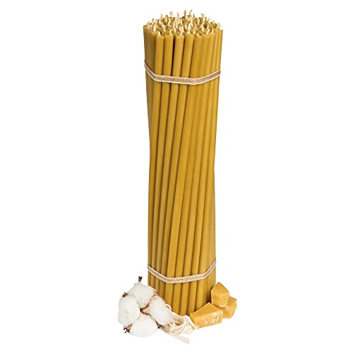 Diveevo Kirchliche Bienenwachskerzen №30 - Honig 50 Stk. I hochwertige Ritualkerzen L-29,5 cm Ø-8,5 mm I 150 Min Brenndauer in gelb I 700 g dünne Kerzen tropf- & rauchfrei Diveevo Kirchliche Bienenwachskerzen №30 - Honig 50 Stk. I hochwertige Ritualkerzen L-29,5 cm Ø-8,5 mm I 150 Min Brenndauer in gelb I 700 g dünne Kerzen tropf- & rauchfrei von Diveevo