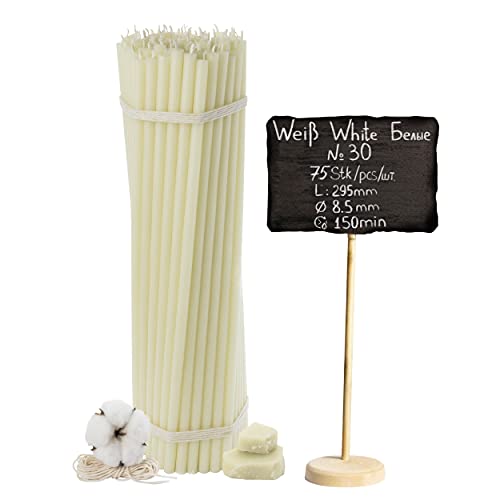№30-75 Stk. Weiße Bienenwachskerzen-Kollektion: Traditionelle Stab- und Haushaltskerzen, Ritualkerzen sowie farbige Wachskerzen ein Set für Rituale L-29,5 cm Ø-8,5 mm, 150 Min Brenndauer №30-75 Stk. Weiße Bienenwachskerzen-Kollektion: Traditionelle Stab- und Haushaltskerzen, Ritualkerzen sowie farbige Wachskerzen ein Set für Rituale L-29,5 cm Ø-8,5 mm, 150 Min Brenndauer von Diveevo