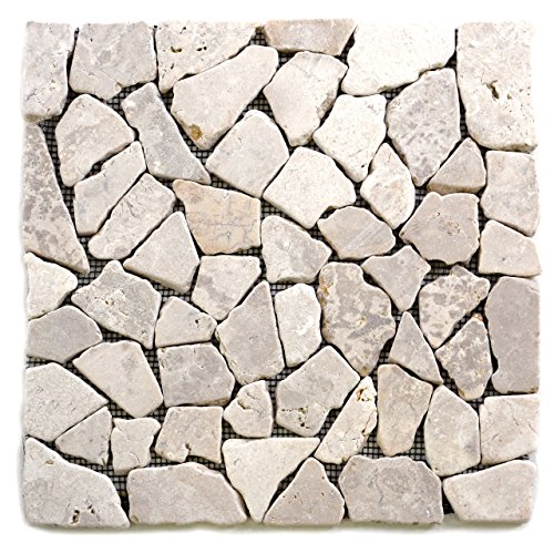 DIVERO 11 Fliesenmatten Naturstein Mosaik aus Marmor für Wand und Boden cremeweiß á 30 x 30 cm von Divero