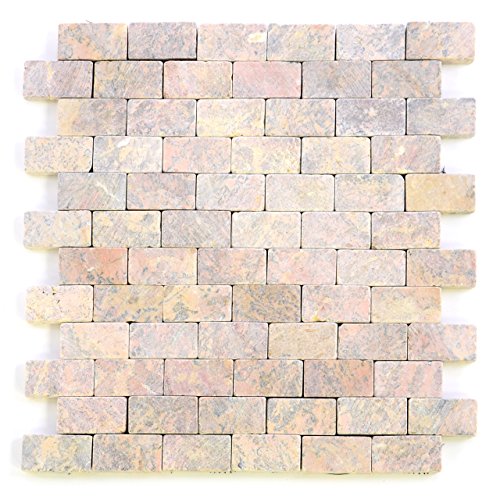 DIVERO 11 Fliesenmatten Naturstein-Mosaik aus Marmor für Wand und Boden zartrosa á 29 x 32 cm von Divero