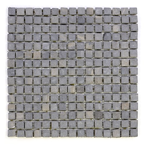 DIVERO 11 Fliesenmatten Naturstein Mosaikfliesen aus Marmor für Wand und Boden anthrazit grau á 30 x 30 cm von Divero