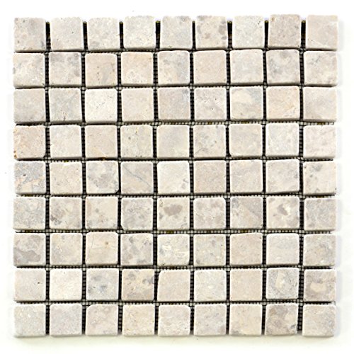 DIVERO 11 Fliesenmatten Naturstein Mosaikfliesen aus Marmor für Wand und Boden creme á 29 x 29 cm von Divero