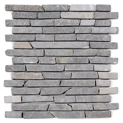 DIVERO 11 Fliesenmatten Naturstein Stäbchen Mosaik Fliesen aus Marmor für Wand und Boden grau á 29 x 32 cm DIVERO 11 Fliesenmatten Naturstein Stäbchen Mosaik Fliesen aus Marmor für Wand und Boden grau á 29 x 32 cm von Divero