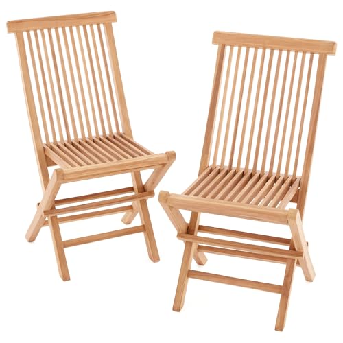 Divero 2er Set Klappstuhl Panama aus Teakholz, unbehandelt – Farbe: Natur-Braun von Divero
