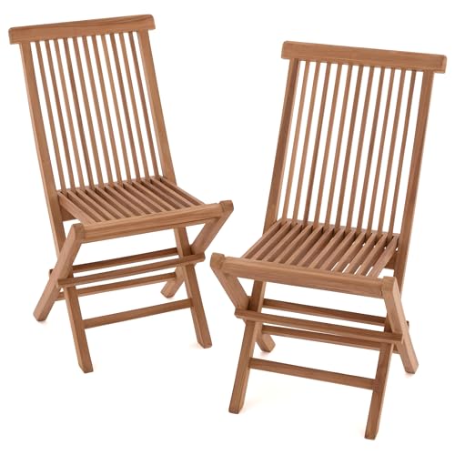 Divero 2er Set Klappstuhl Positano aus Teakholz, behandelt – Farbe: Braun von Divero