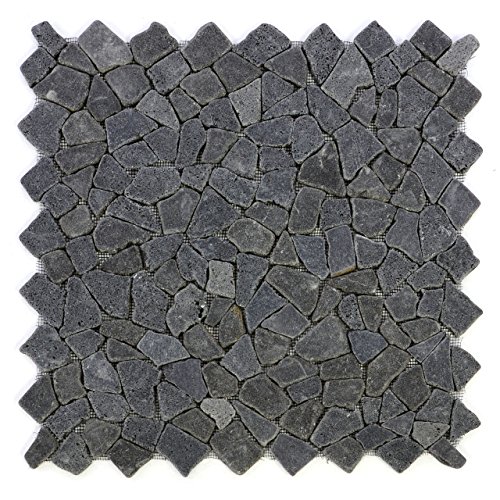 DIVERO 4 Fliesenmatten Naturstein Mosaik aus Andesit für Wand und Boden schwarz á 56 x 56 cm von Divero