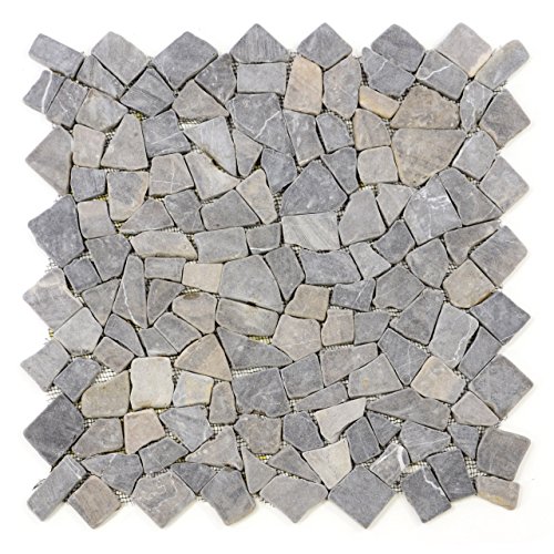 DIVERO 4 Fliesenmatten Naturstein Mosaik aus Marmor für Wand und Boden hellgrau á 50 x 50 cm von Divero
