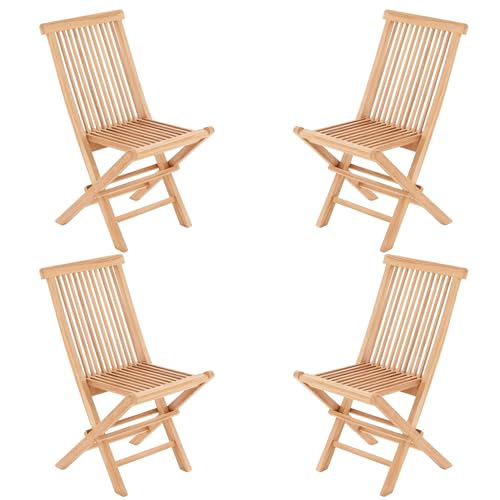 Divero 4er Set Klappstuhl Panama aus Teakholz, unbehandelt – Farbe: Natur-Braun von Divero