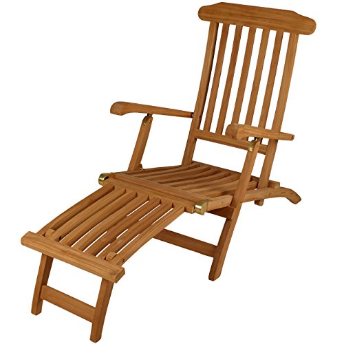 Divero Liegestuhl eleganter Deckchair Florentine Steamer Chair Teakholz behandelt von Divero