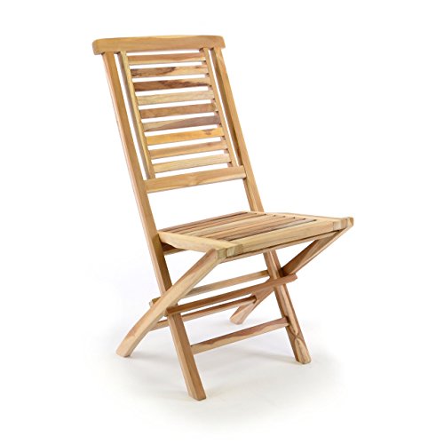 Divero klappbarer Gartenstuhl HANTOWN aus Teak Holz, unbehandelt - Farbe: Braun von Divero