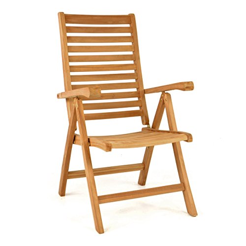 DIVERO Stuhl Teak Holz klappbar massiv Gartenstuhl Teakstuhl Holzstuhl behandelt von Divero