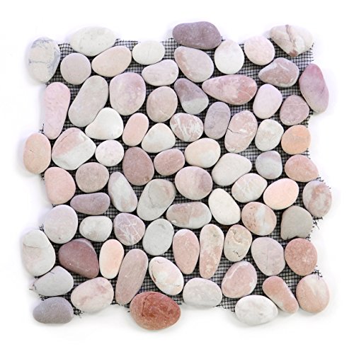 Divero 11 Fliesenmatten aus Naturstein Flusskiesel Flussstein Mosaikfliesen beige/rosa á 32 x 32 cm Divero 11 Fliesenmatten aus Naturstein Flusskiesel Flussstein Mosaikfliesen beige/rosa á 32 x 32 cm von Divero