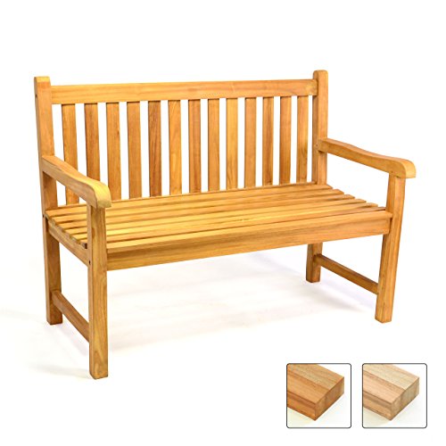 Divero 2-Sitzer Gartenbank Turin –aus Teak-Holz, behandelt – Farbe: Braun von Divero
