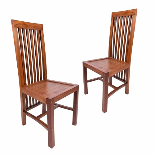 Divero 2er Set Esszimmer-Stuhl Bolero aus Teakholz, behandelt - Farbe: Braun von Divero