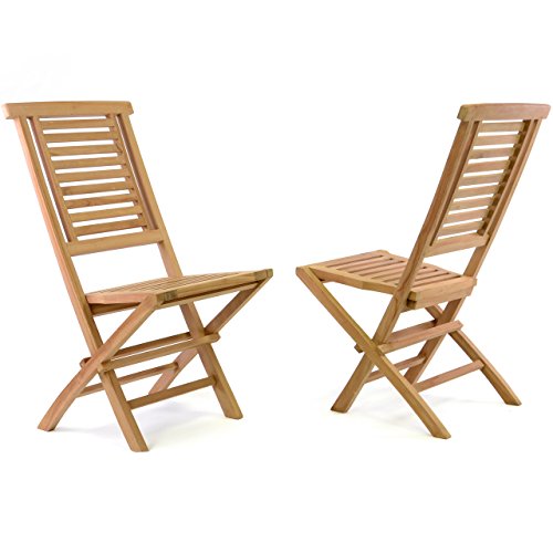 Divero 2er Set Klappstuhl HANTOWN aus Teakholz, behandelt – Farbe: Braun von Divero