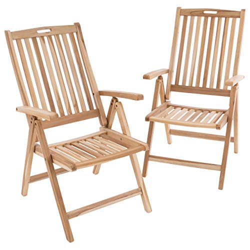 Divero 2er Set Klappstuhl Granada aus Teak-Holz, unbehandelt – Farbe: Natur-Braun von Divero
